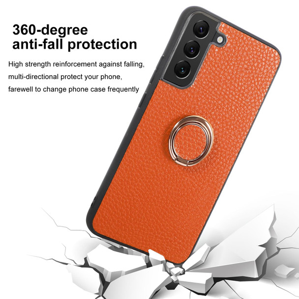 For Samsung Galaxy S22+ 5G Litchi Texture Magnetic Phone Case with Ring Holder(Red)