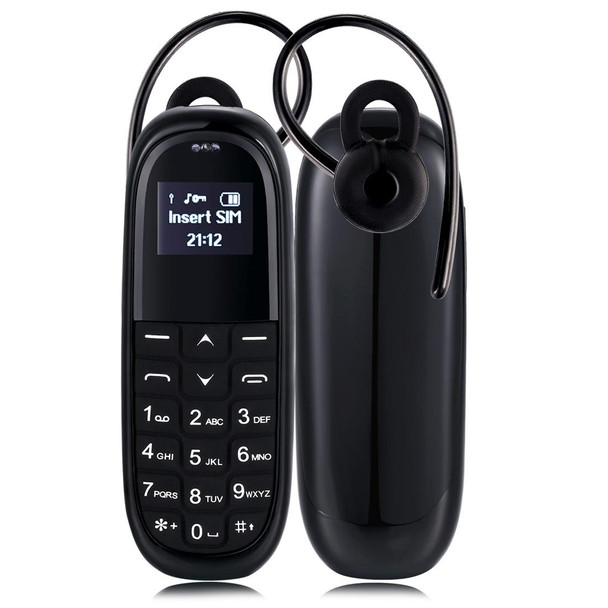 AIEK KK1 Mini Mobile Phone, English Keyboard, Hands Free Bluetooth Dialer Headphone, MTK6261DA, Anti-Lost, Single SIM, Network: 2G(Black)