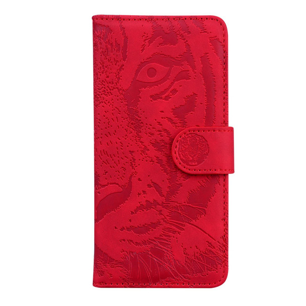 For iPhone X / XS Tiger Embossing Pattern Horizontal Flip Leatherette Case with Holder & Card Slots & Wallet(Red)