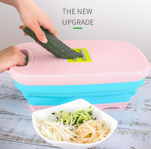 9 in 1 Folding Cutting Board Plastic Multi Function Household Cutting Board Kitchen Antibacterial Mildew Cutting Board Cutting Knife Set(Closed Pink)