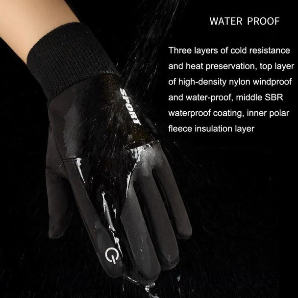 1 Pair With Velvet Waterproof Outdoor Cycling Cold and Wind-proof Warm Gloves, Size: One Size(Navy)