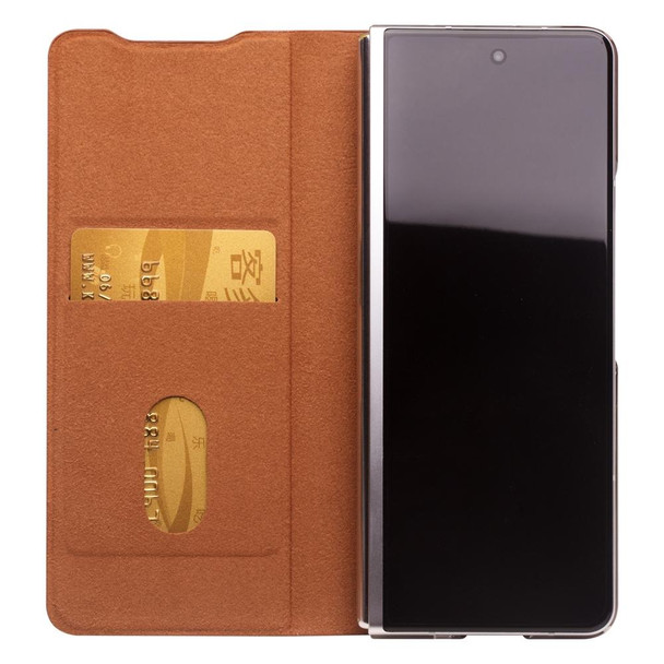 For Samsung Galaxy Z Fold3 5G/W22 5G QIALINO Ultrathin Genuine Leatherette Phone Case(Brown)