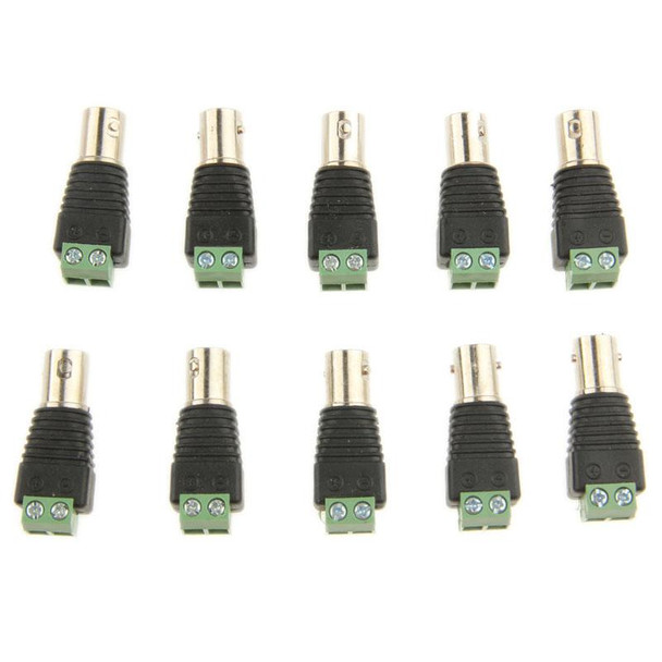 10 PCS Green Power to BNC Coaxial Female Adapter Connector for CCTV Cameras