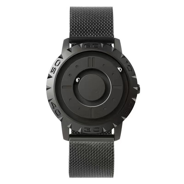 EUTOUR E030 Magnetic Ball Men Bezel-Free Design Watch(Black Net Strip)