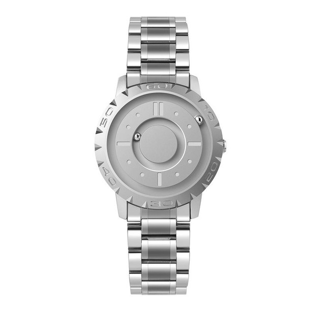 EUTOUR E030 Magnetic Ball Men Bezel-Free Design Watch(Silver Steel Strip)