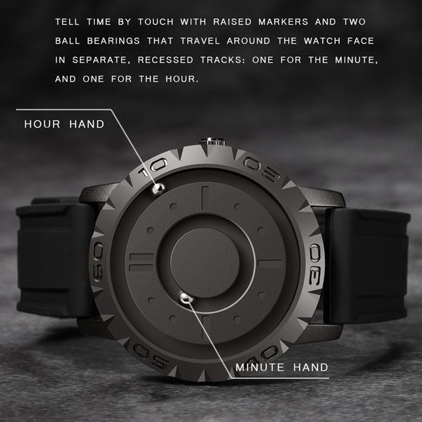 EUTOUR E030 Magnetic Ball Men Bezel-Free Design Watch(Black)