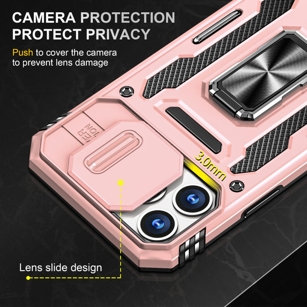 For iPhone 12 Pro Armor PC + TPU Camera Shield Phone Case(Rose Gold)