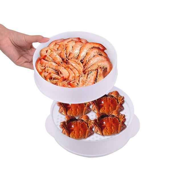 2 PCS Microwave Steamer Cooker Steam Cooking Pot Accessories Vegetables Seafood Steamer, Layers:Double layer