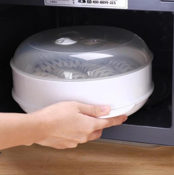 2 PCS Microwave Steamer Cooker Steam Cooking Pot Accessories Vegetables Seafood Steamer, Layers:Double layer