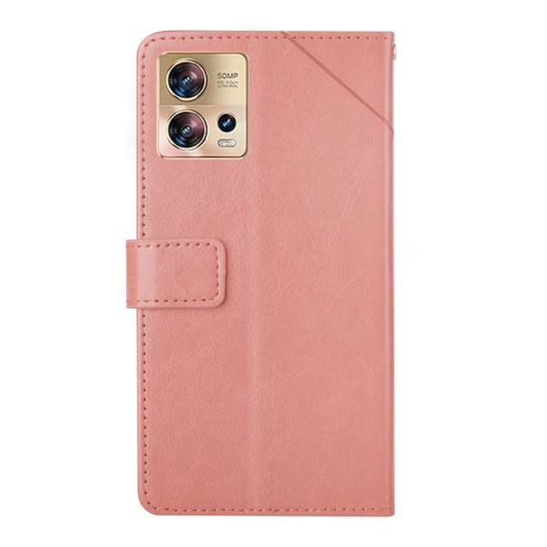 For Motorola Edge 30 Fusion/Moto S30 Pro HT01 Y-shaped Pattern Flip Leatherette Phone Case(Pink)