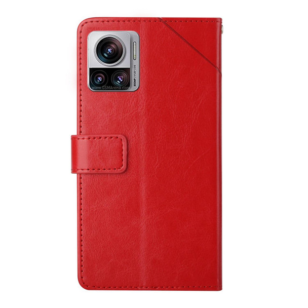 For Motorola Edge 30 Ultra/Moto X30 Pro HT01 Y-shaped Pattern Flip Leatherette Phone Case(Red)