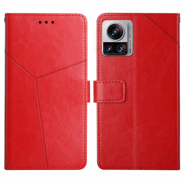 For Motorola Edge 30 Ultra/Moto X30 Pro HT01 Y-shaped Pattern Flip Leatherette Phone Case(Red)