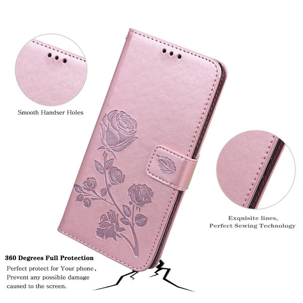 For Xiaomi 12 Pro Rose Embossed Flip PU Leather Phone Case(Rose Gold)