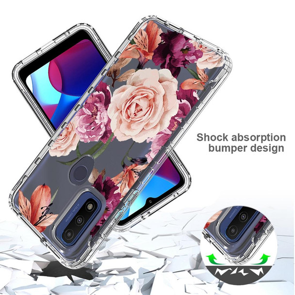 For Motorola G Pure 2021 Transparent Painted Phone Case(Purple Floral)