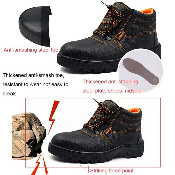 215 Microfiber Leatherette Anti-puncture Wear-resistant Work Shoes Smash-proof Oil-resistant Safety Shoes, Spec: High-top (44)
