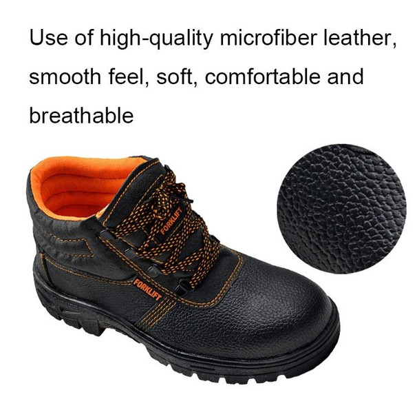 215 Microfiber Leatherette Anti-puncture Wear-resistant Work Shoes Smash-proof Oil-resistant Safety Shoes, Spec: High-top (46)