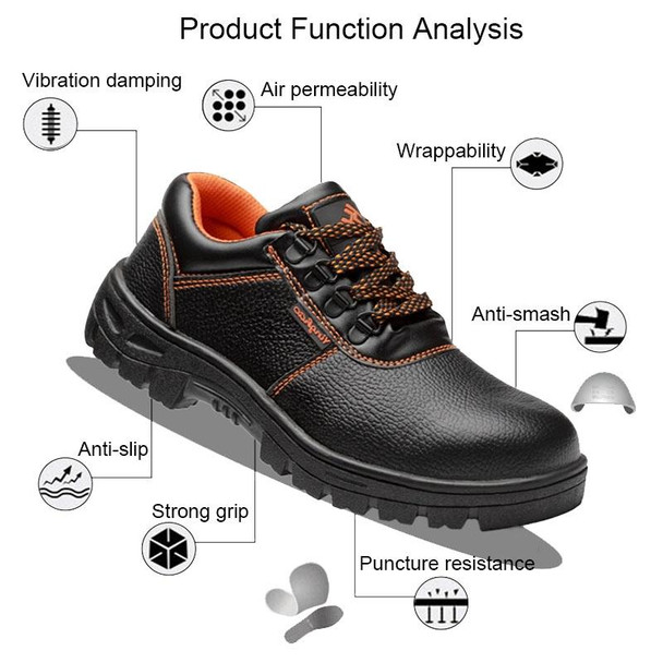 215 Microfiber Leatherette Anti-puncture Wear-resistant Work Shoes Smash-proof Oil-resistant Safety Shoes, Spec: Low-top (42)