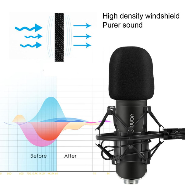 Yanmai Q8 Professional Game Condenser Sound Recording Microphone with Holder, Compatible with PC and Mac for  Live Broadcast Show, KTV, etc.(Black)