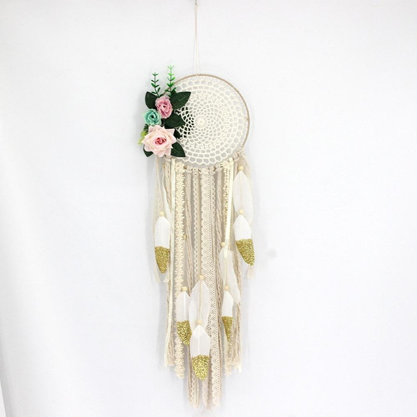 2 PCS Creative Lace Hand-woven Crafts Flower Dream Catcher Home Car Wall Hanging Decoration