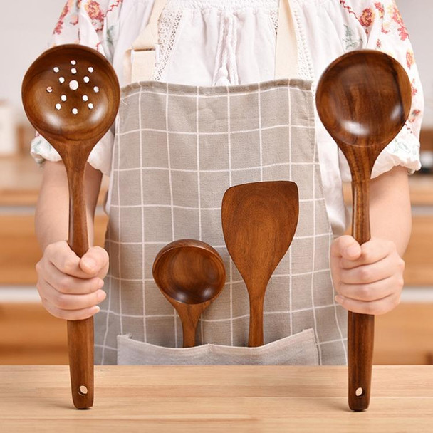 Non-Stick Pot Wood Spoon Teak Scoop Tableware Mixing Spoon