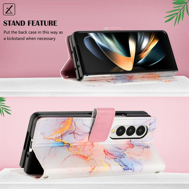 For Samsung Galaxy Z Fold3 5G PT003 Marble Pattern Flip Leatherette Phone Case(Galaxy Marble White LS004)