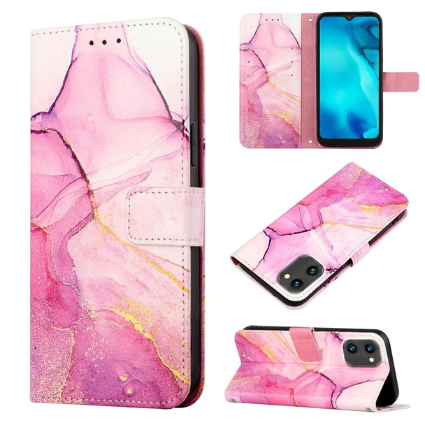 For UMIDIGI C1 PT003 Marble Pattern Flip Leatherette Phone Case(Pink Purple Gold LS001)