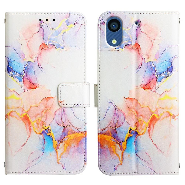 For Fujitsu Arrows NX F-01K PT003 Marble Pattern Flip Leatherette Phone Case(Galaxy Marble White LS004)