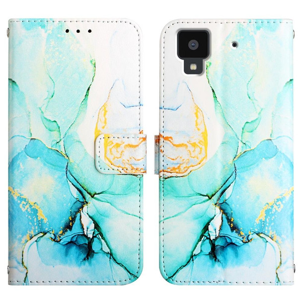 For Fujitsu Arrows NX F-01J PT003 Marble Pattern Flip Leatherette Phone Case(Green LS003)