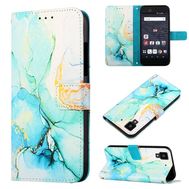 For Fujitsu Arrows NX F-01J PT003 Marble Pattern Flip Leatherette Phone Case(Green LS003)