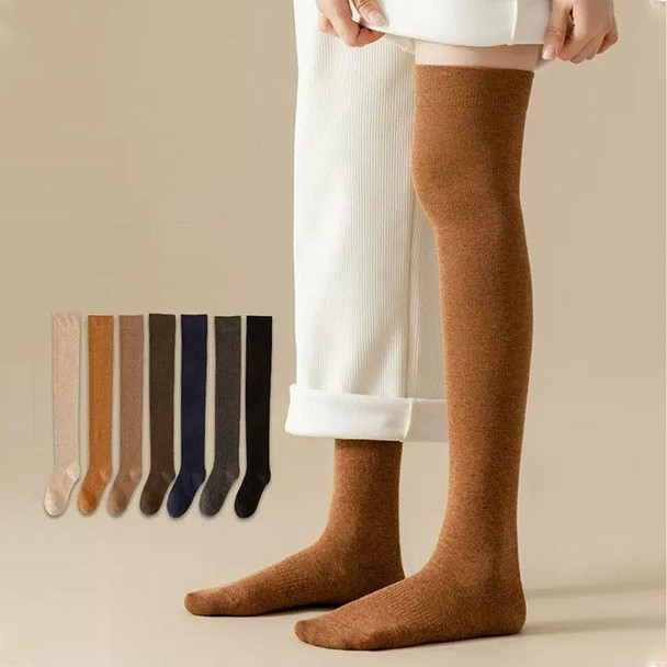 Autumn and Winter Skin-friendly Combed Cotton Compression Stockings(Coffee)