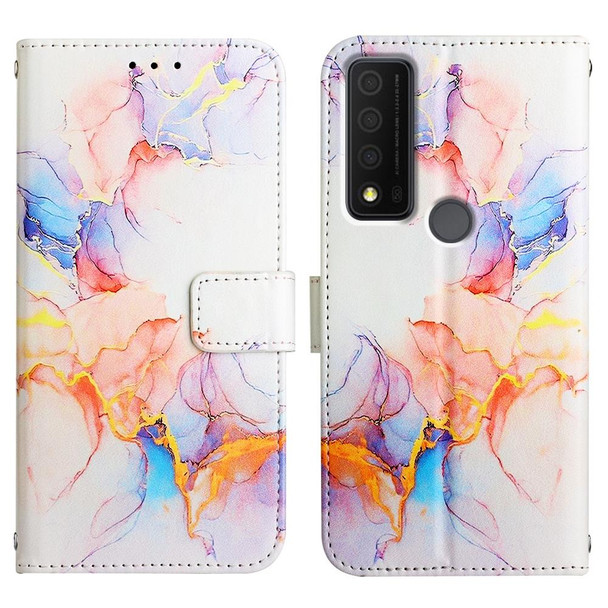 For TCL 30 V 5G T781S/30 XE 5G PT003 Marble Pattern Flip Leatherette Phone Case(Galaxy Marble White LS004)