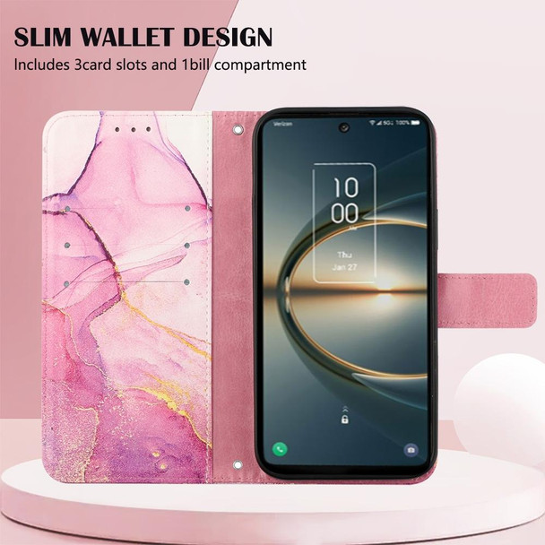 For TCL 30 V 5G T781S/30 XE 5G PT003 Marble Pattern Flip Leatherette Phone Case(Pink Purple Gold LS001)