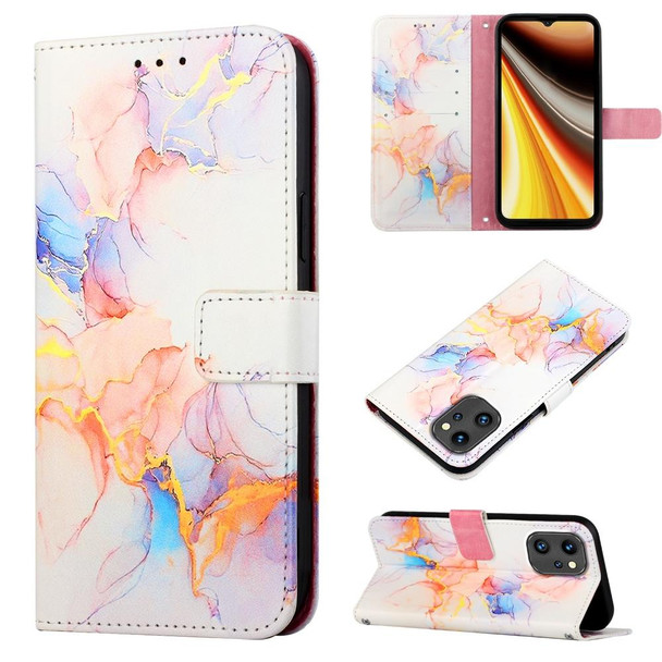 For UMIDIGI Power 7 Max PT003 Marble Pattern Flip Leatherette Phone Case(Galaxy Marble White LS004)