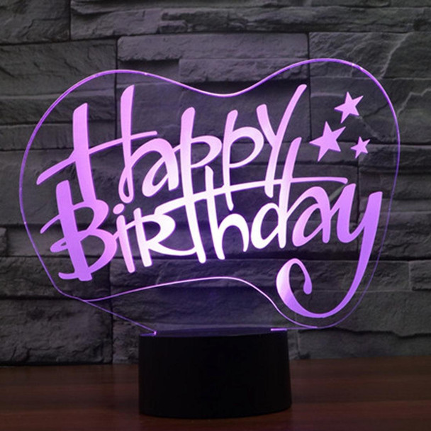 Happy Birthday Style 3D Touch Switch Control LED Light , 7 Color Discoloration Creative Visual Stereo Lamp Desk Lamp Night Light