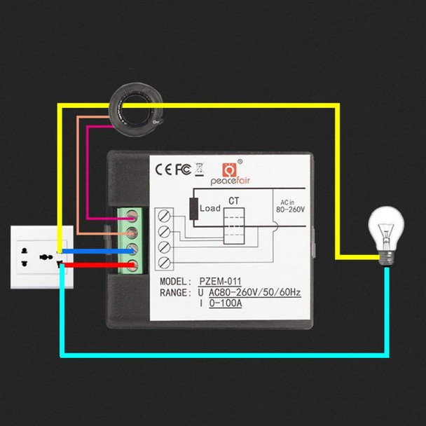 peacefair PZEM-011 AC Digital Display Multi-function Voltage and Current Meter Electrician Instrument, Specification:Host + Opening CT