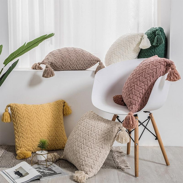 Home Accessories Knitted Pillowcase Without Core, Size: 45 x 45 cm(Agate Green)