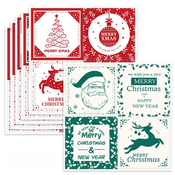 100 Sets Christmas Square Gift Box Seal Sticker(M4)