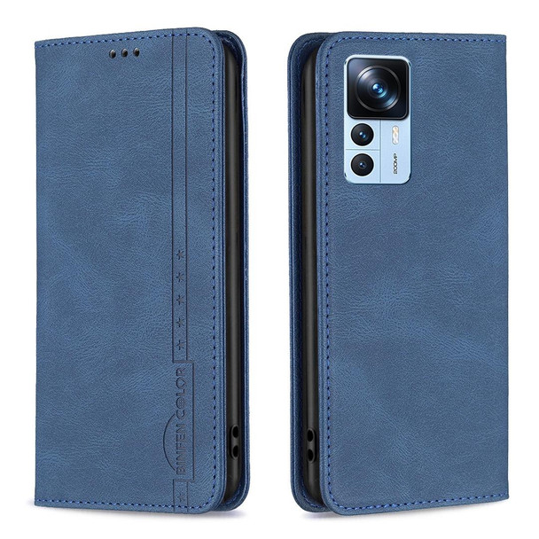 For Xiaomi 12T / 12T Pro / Redmi K50 Ultra Magnetic RFID Blocking Anti-Theft Leather Phone Case(Blue)