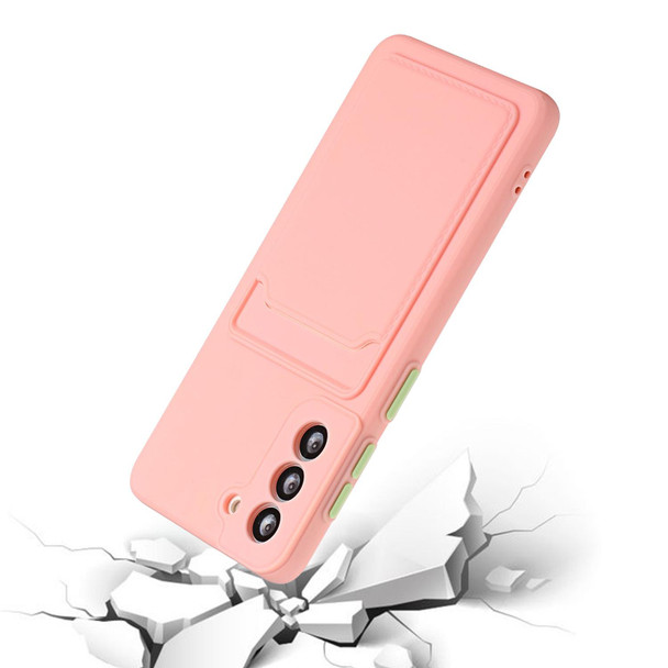 For Samsung Galaxy S22 5G Card Slot Design Shockproof TPU Phone Case(Pink)