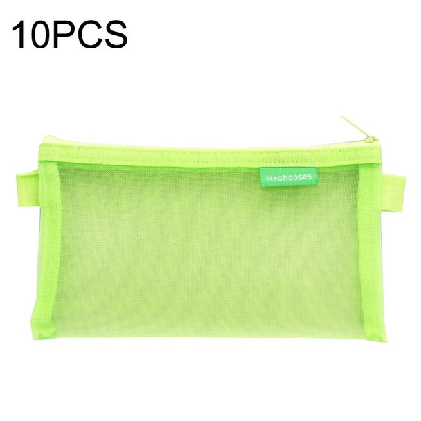 10PCS Hechooses D033 Transparent Mesh Exam Portable Pen Bag, Style: Square (Green)