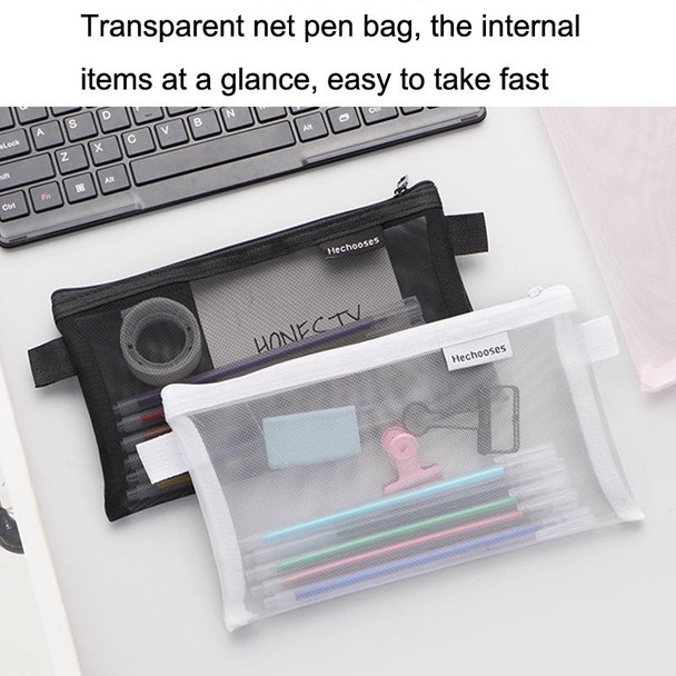 10PCS Hechooses D033 Transparent Mesh Exam Portable Pen Bag, Style: Square (White)