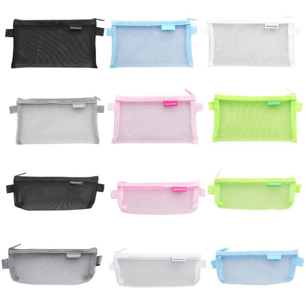 10PCS Hechooses D033 Transparent Mesh Exam Portable Pen Bag, Style: Square (Gray)