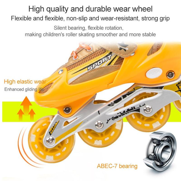 Adjustable Children Full Flash Single Four-wheel Roller Skates Skating Shoes Set, Size : S (Blue)