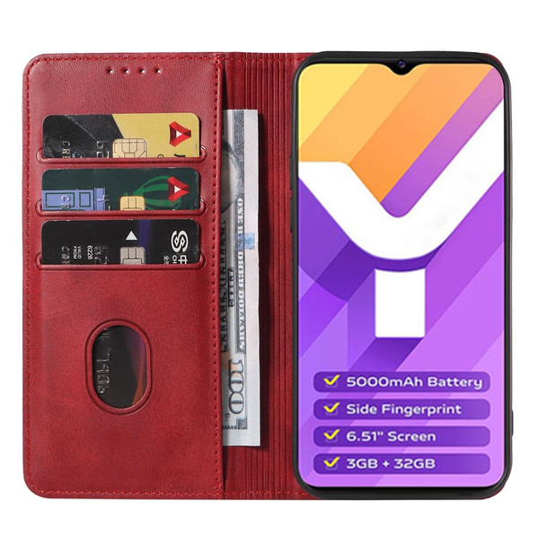 For vivo Y15s Magnetic Closure Leather Phone Case(Red)