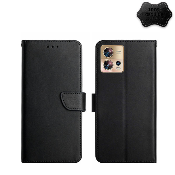 For Motorola Edge 30 Fusion/Moto S30 Pro Genuine Leatherette Fingerprint-proof Flip Phone Case(Black)