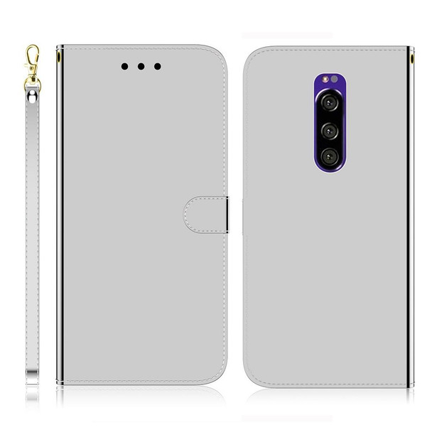 Sony Xperia 1 Imitated Mirror Surface Horizontal Flip Leather Case with Holder & Card Slots & Wallet & Lanyard(Silver)