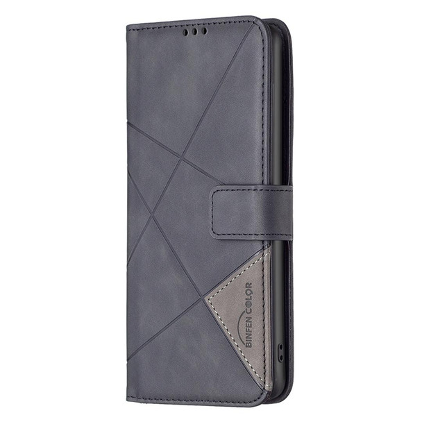 For Xiaomi 12T / 12T Pro / Redmi K50 Ultra Magnetic Buckle Rhombus Texture Leather Phone Case(Black)