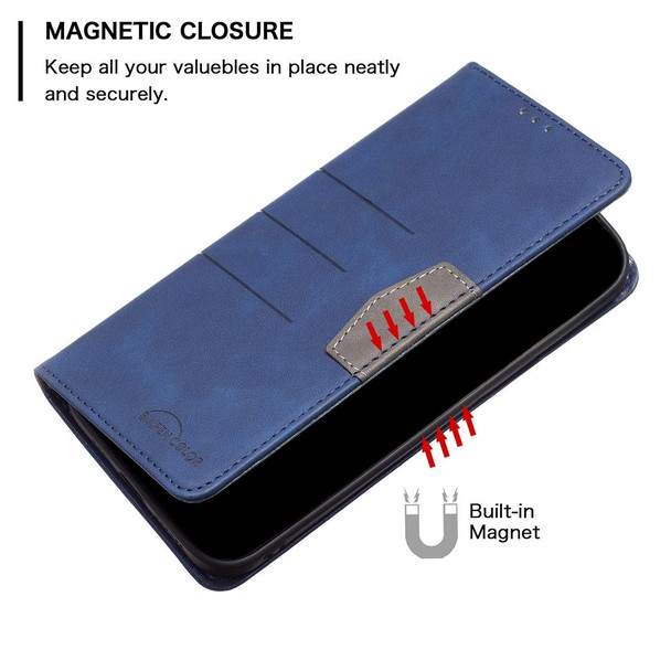 For Xiaomi 12T / 12T Pro / Redmi K50 Ultra BF10 Color Block Magnetic Flip Leather Phone Case(Blue)