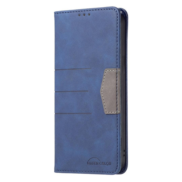 For Xiaomi 12T / 12T Pro / Redmi K50 Ultra BF10 Color Block Magnetic Flip Leather Phone Case(Blue)