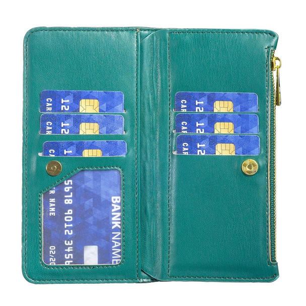 For Xiaomi 12T / 12T Pro / Redmi K50 Ultra Diamond Lattice Zipper Wallet Leather Flip Phone Case(Green)
